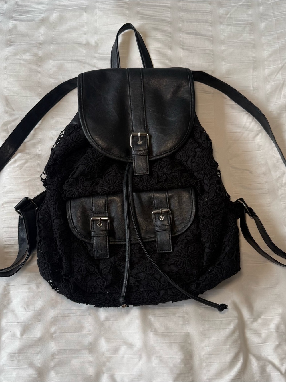 Black claires lace detail backpack